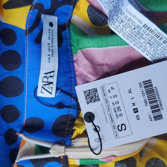 Zara PRINTED MIDI 2023 Collection High Waist full circle cotton poplin skirt - Picture 4 of 8